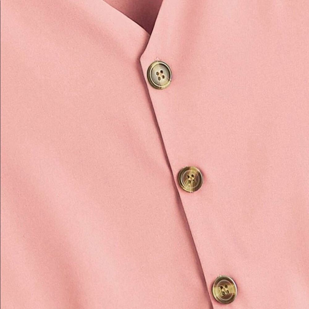 Pink Button Ruffle Hem Blouse - Picture 4 of 4